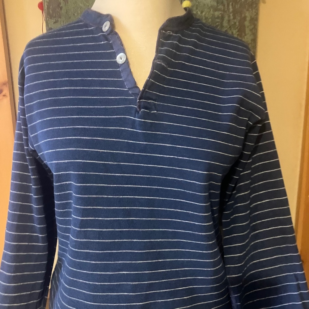 Vintage Duofold Wool Blend Two-Layer Henley Blue Stripe (Men’s M)